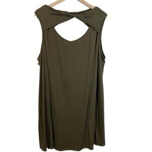Free 2 Luv Olive Green Ribbed Twist Neck Keyhole Cutout Dress Sz 1X